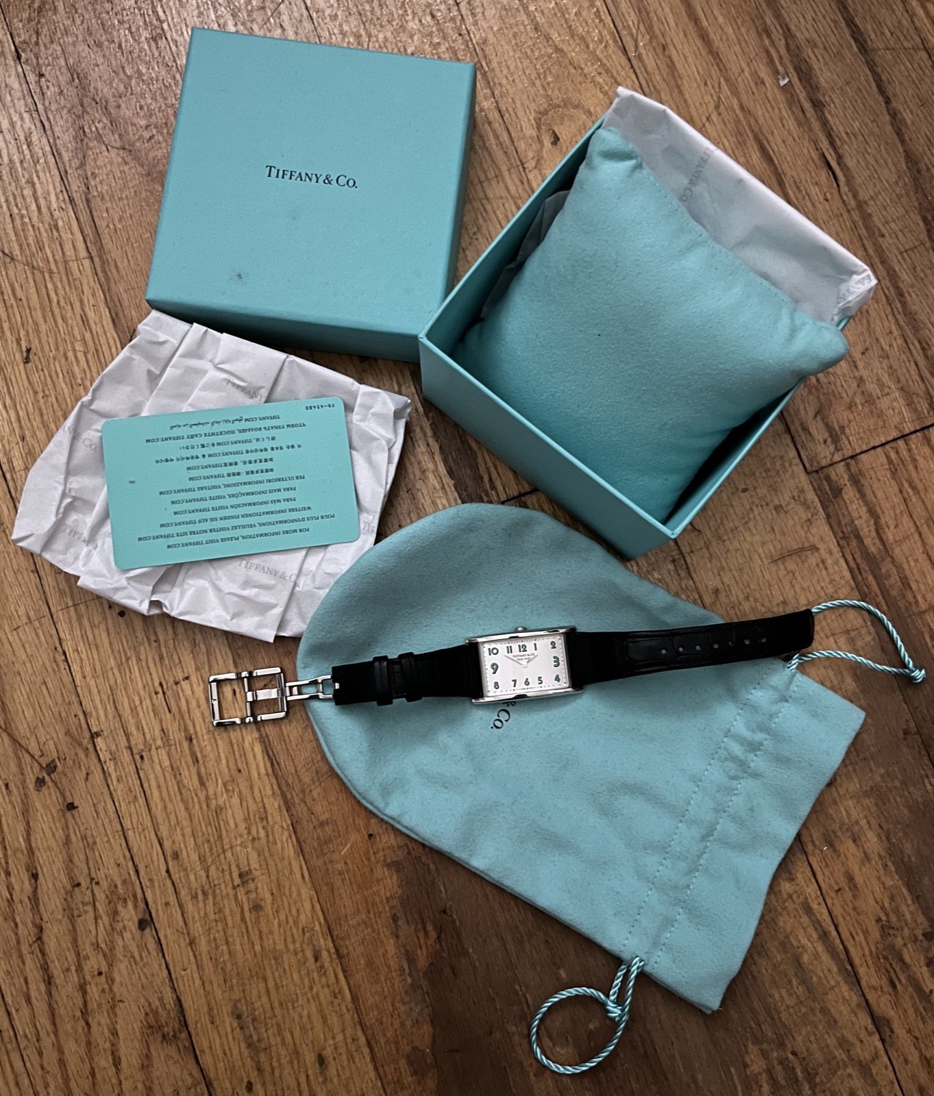 Tiffany & Co. East West Watch w/ Tiffany Blue Numbers – Box, Papers and Pouch