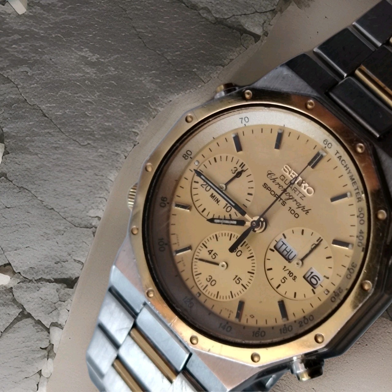 Seiko Chronograph Ref 7a38 702 A Royal Oak Quartz Vintage