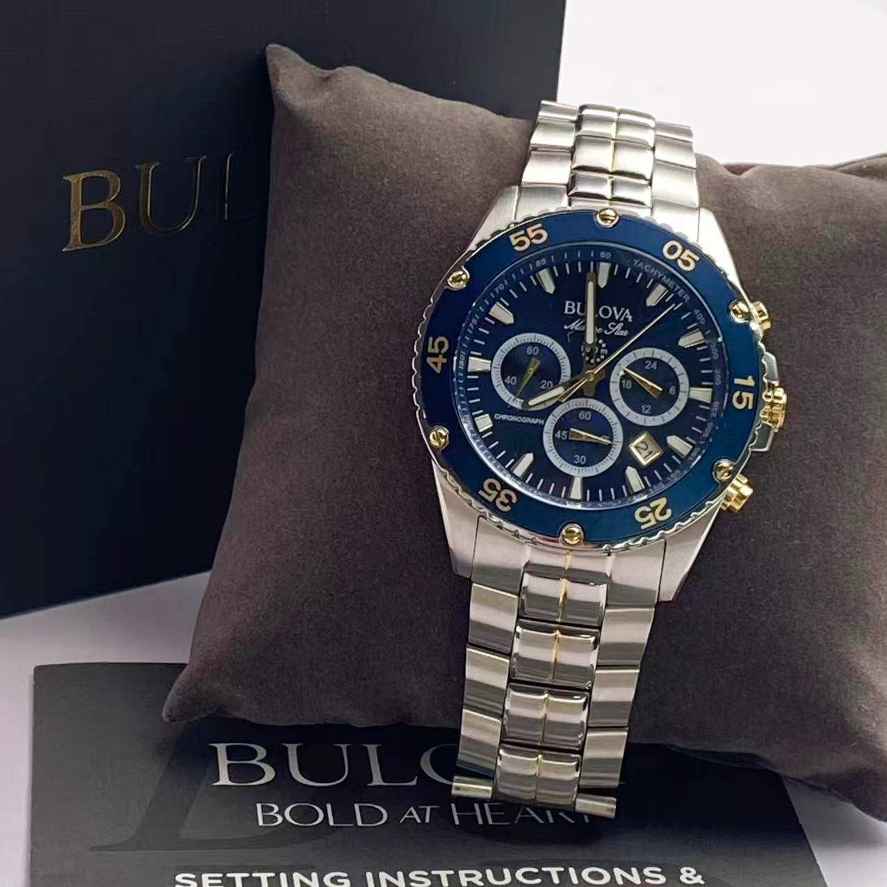 Bulova 98B400 Men’s Marine Star Chronograph Watch Blue Dial Men’s Quartz Watch