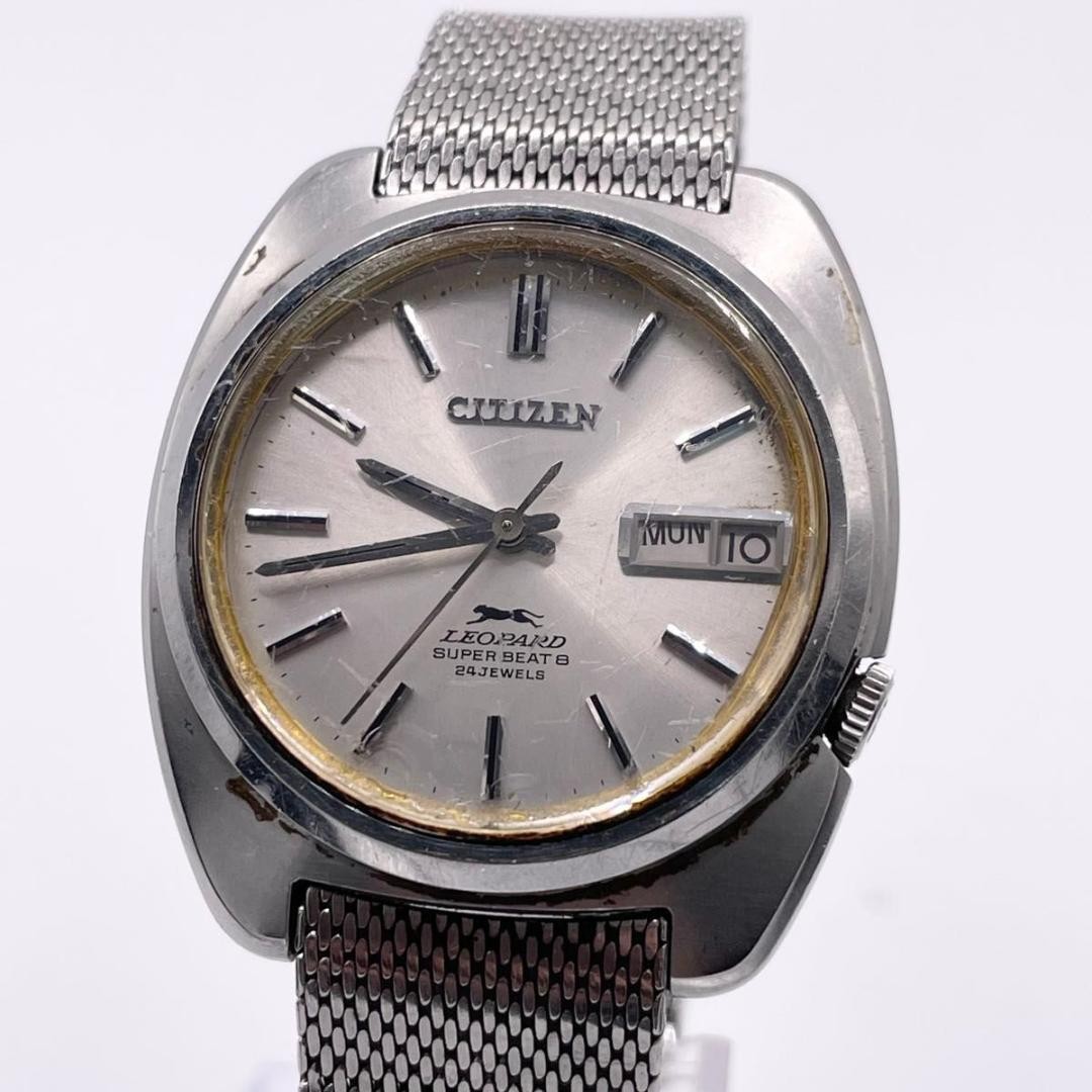 Citizen Leopard 24 Jewels Automatic Watch Day Date Gold Dial Running Japan
