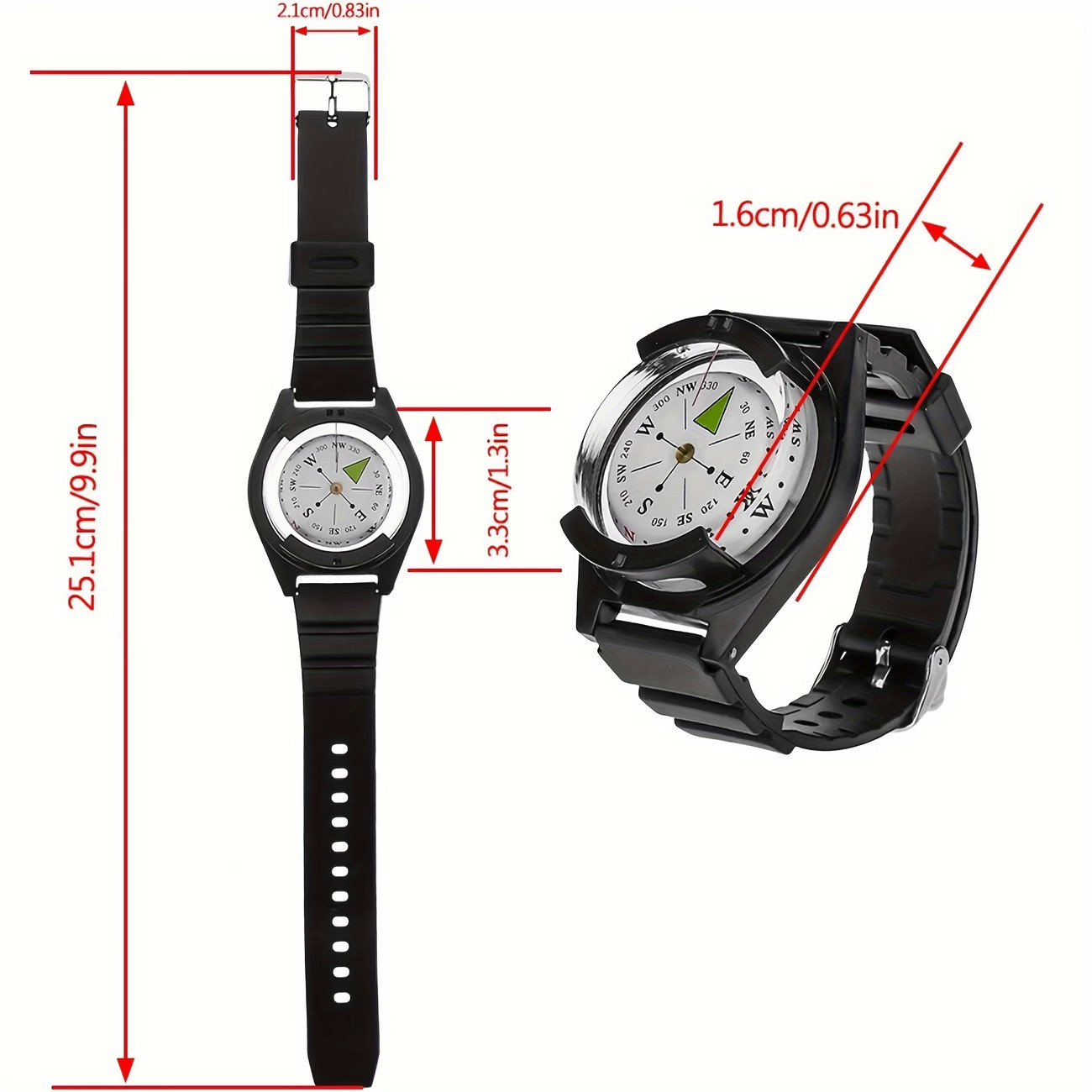 Waterproof Precision Watch ABS Compass Silicone Strap Wear Outdoor Activities