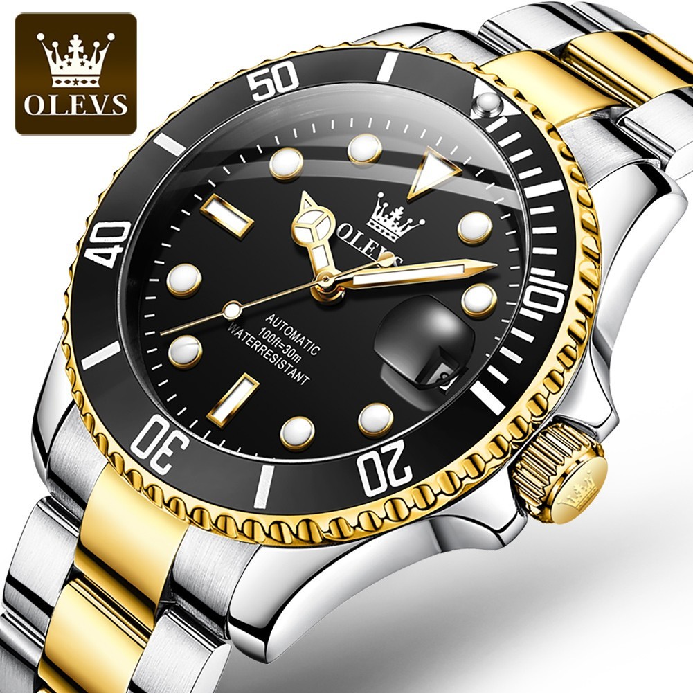 OLEVS Men’s Watch Automatic Mechanical, Stainless Steel Luminous Waterproof Date