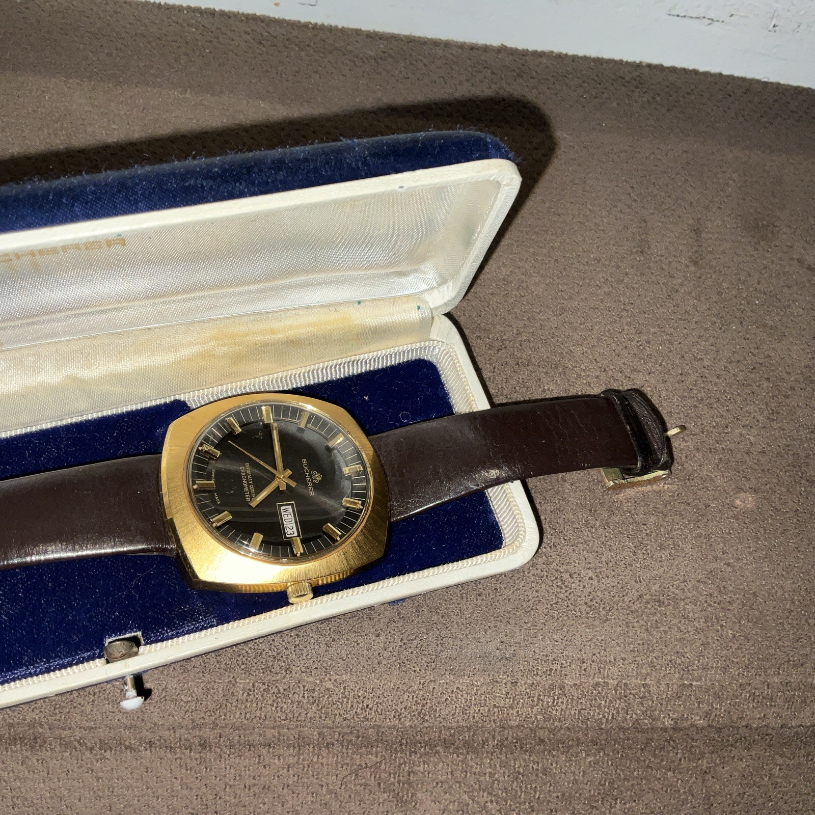 Bucherer / Day Date Automatic Officially Certified Chronometer Black Dial Rare