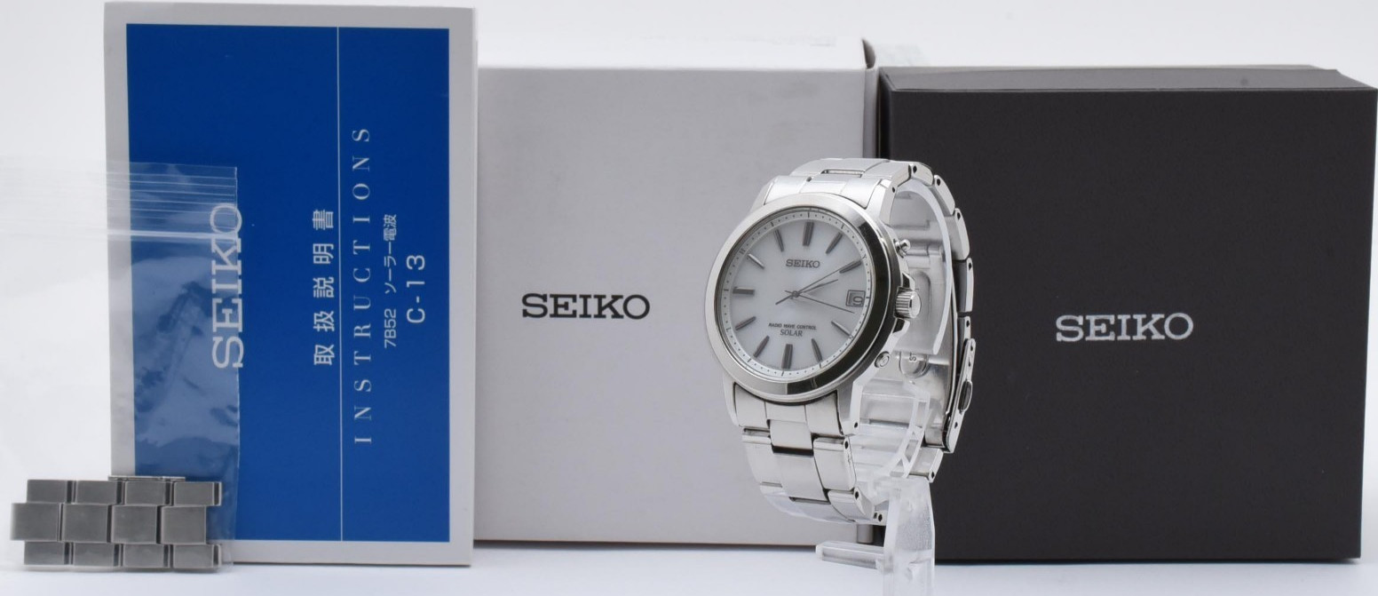 【EXC+5 w/BOX】SEIKO 7B52-0AF0 WHITE Dial RADIO WAVE CONTROL SOLAR FROM JAPAN