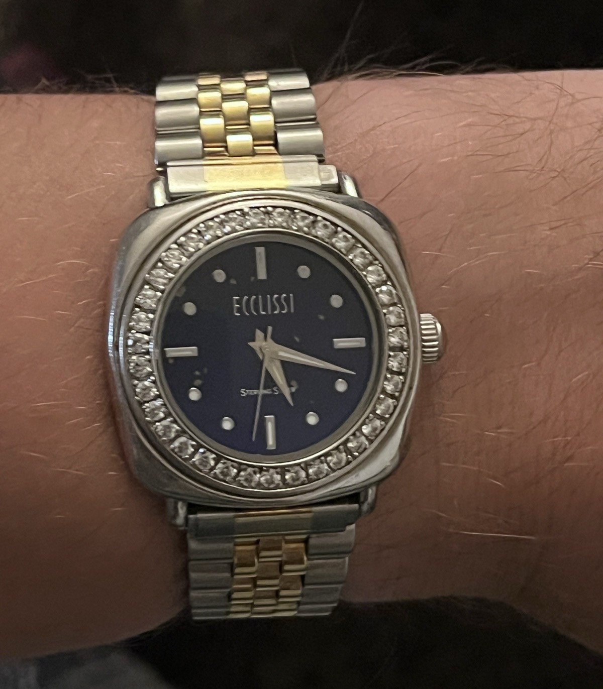 Ecclissi Women’s Quartz Wristwatch Sterling Silver Blue Dial Two-Tone Bracelet