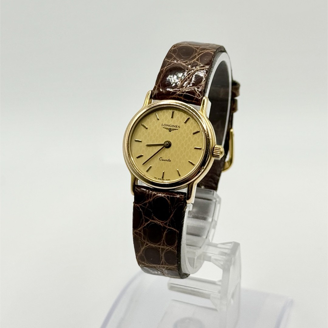 LONGINES 150 7051 Quartz Watch Gold Dial Vintage Free Size Working Good Condtion