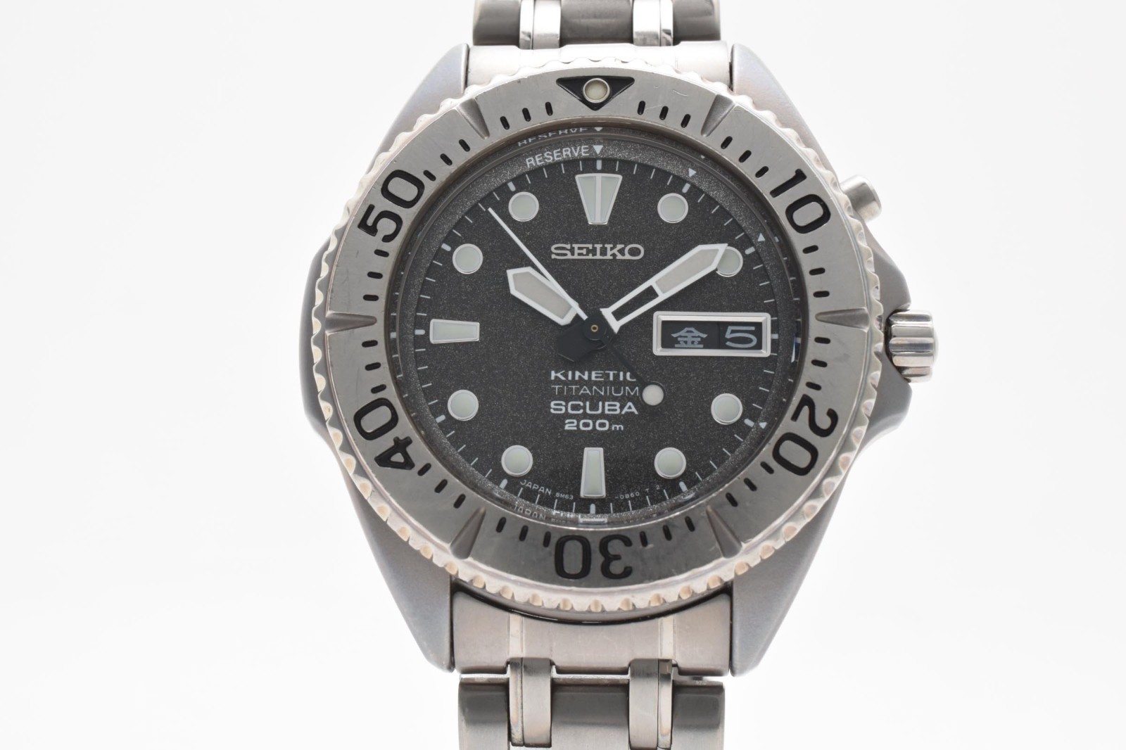 [Exc+5] SEIKO Kinetic Titanium Scuba 200m Diver 5M63-0B40 Black Dial Men’s Watch
