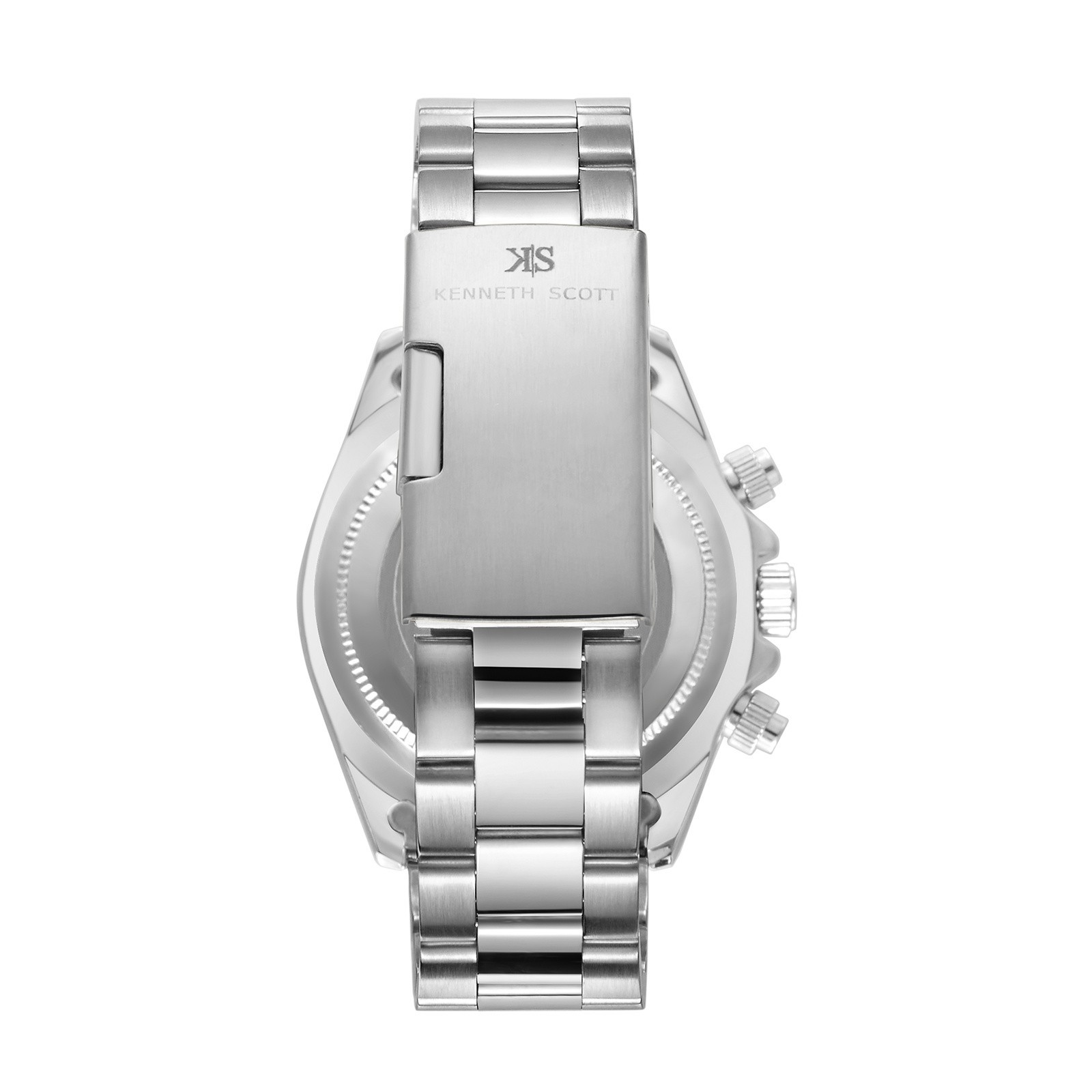 Kenneth Scott Men’s Multi Function Watch | Black Dial, Silver Case & Strap