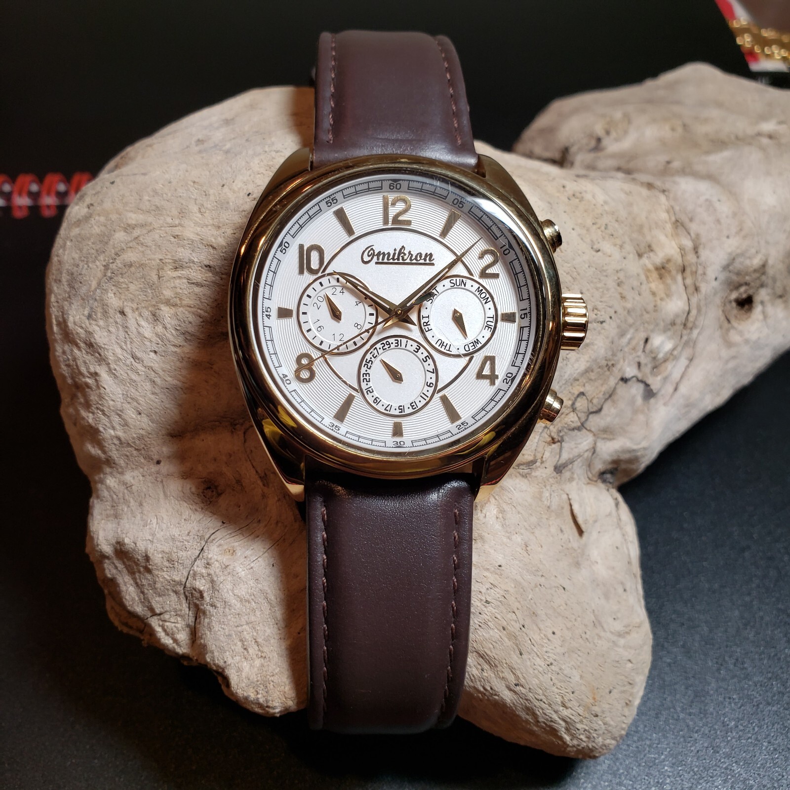 OMIKRON Striker Swiss Multi Function Gold Tone Men’s Luxury Dress Watch