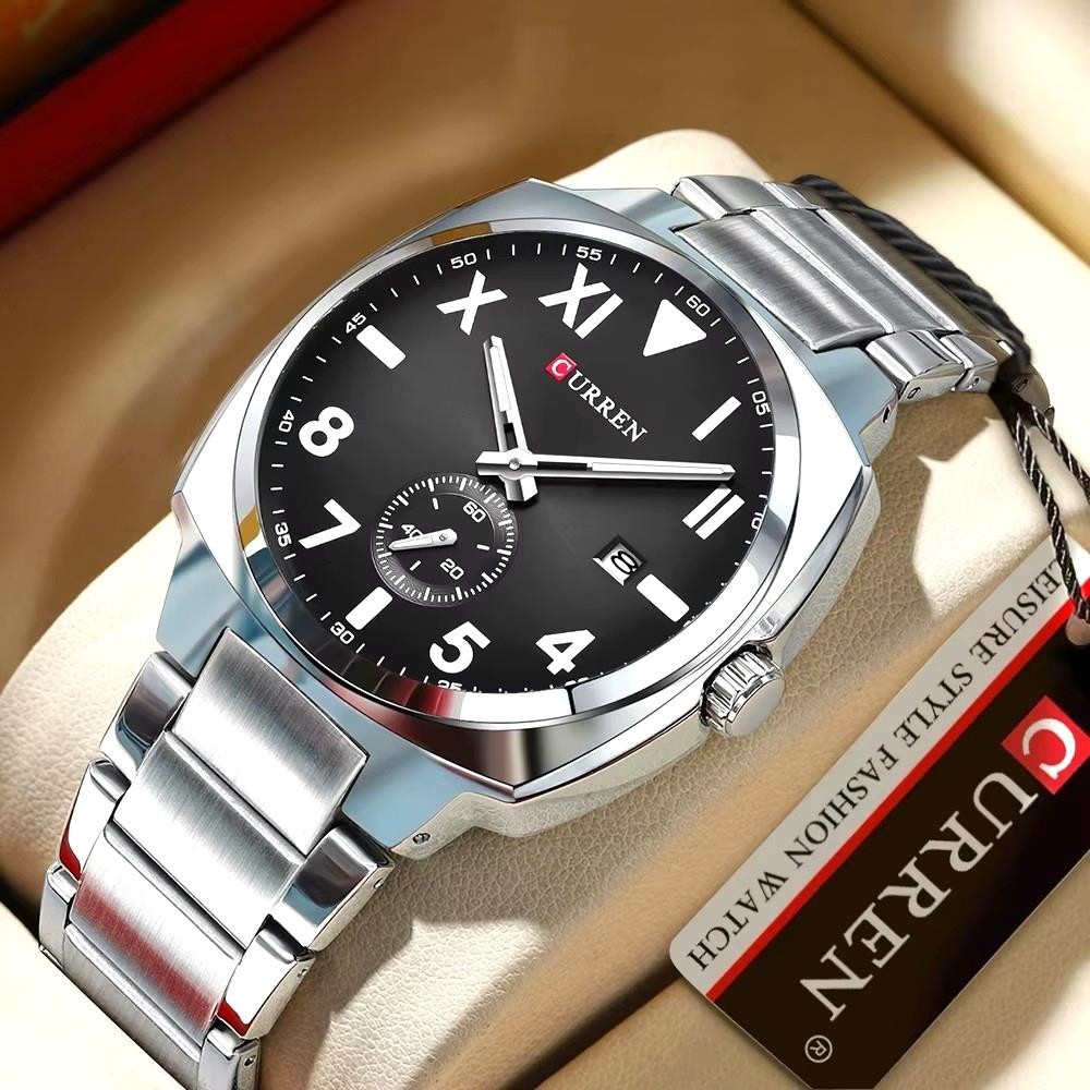 44MM CURREN Quartz Men’s Luxury Watch Dive 30M Waterproof Luminous Stainless NEW