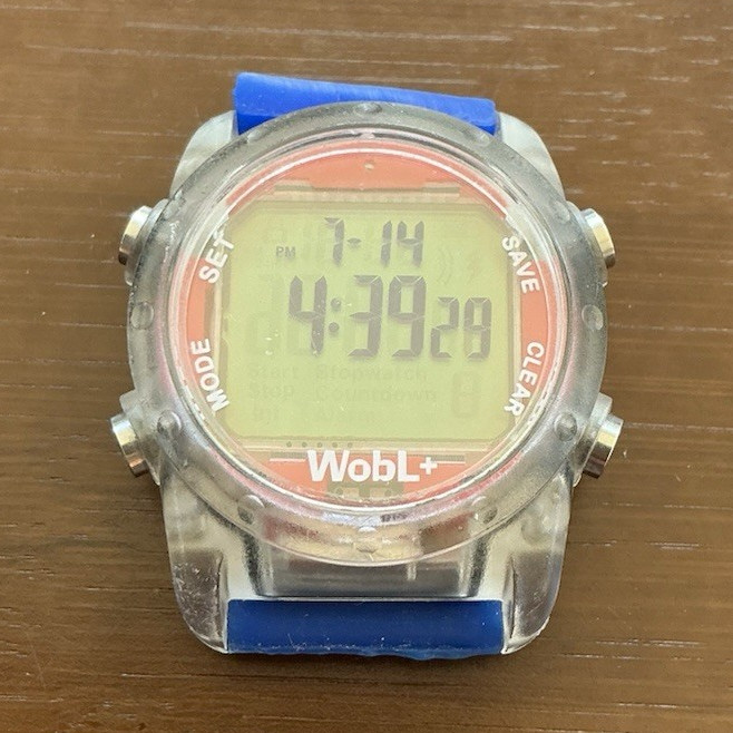 WobL+ Digital Sport Wristwatch Blue Silicone Strap Quartz 100m 10 ATM