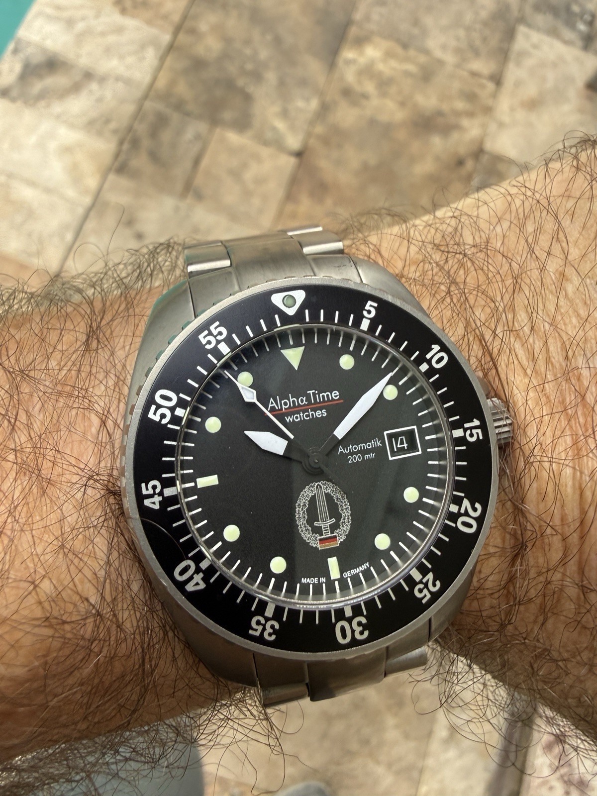 AlphaTime Mission Timer Titanium Dive Watch Fricker Case Made In Germany RARE