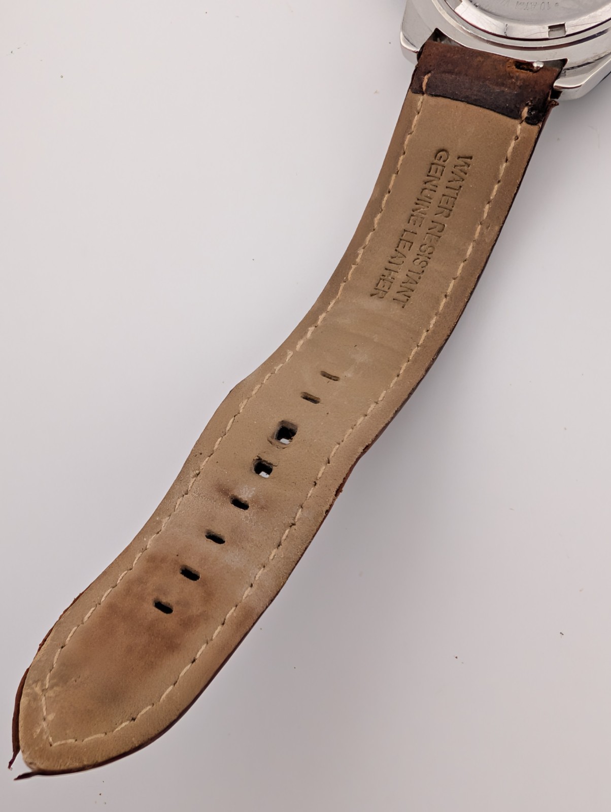 Time Force Watch Men 43mm Case Flags Brown Leather Band- New Battery