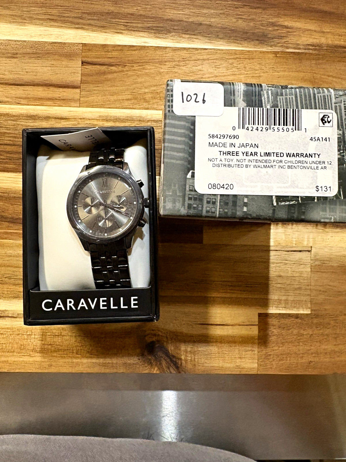 Caravelle Men’s Quartz Chronograph Gray Dial Black Metal Bracelet w/ Box