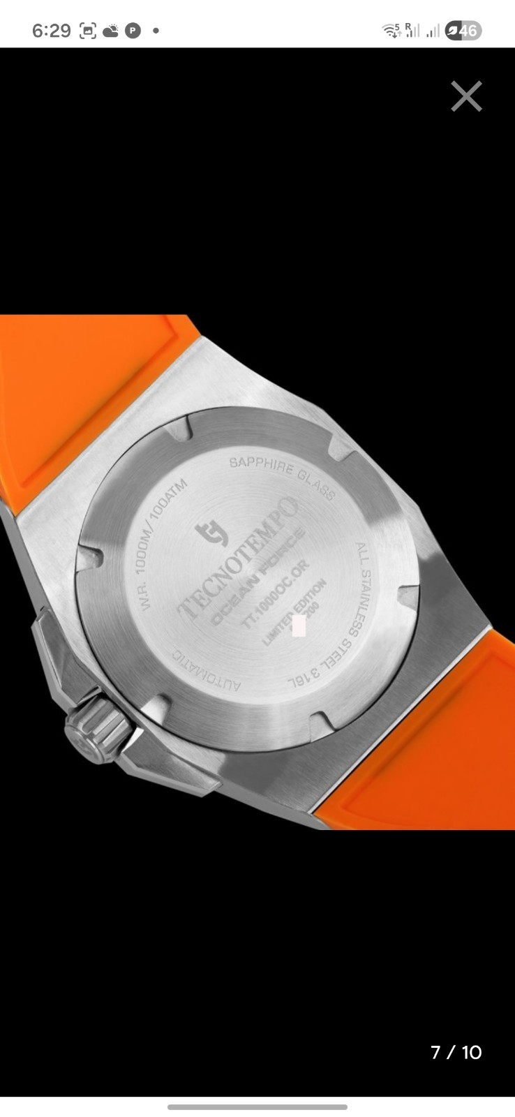 Tecnotempo Ocean Force 1000M Helium Valve. Orange!