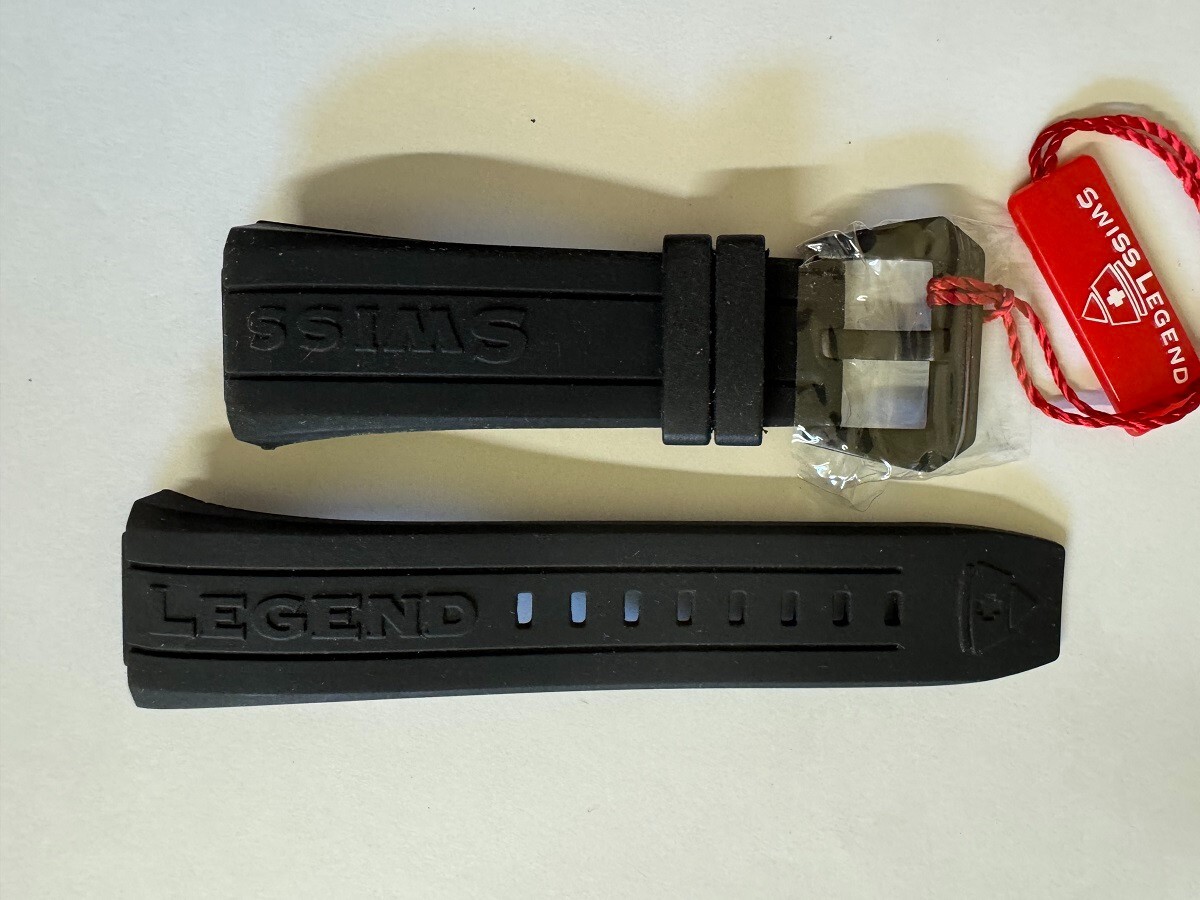 Man’s Swiss Legend Trimix Silicone/Rubber Black watch band strap