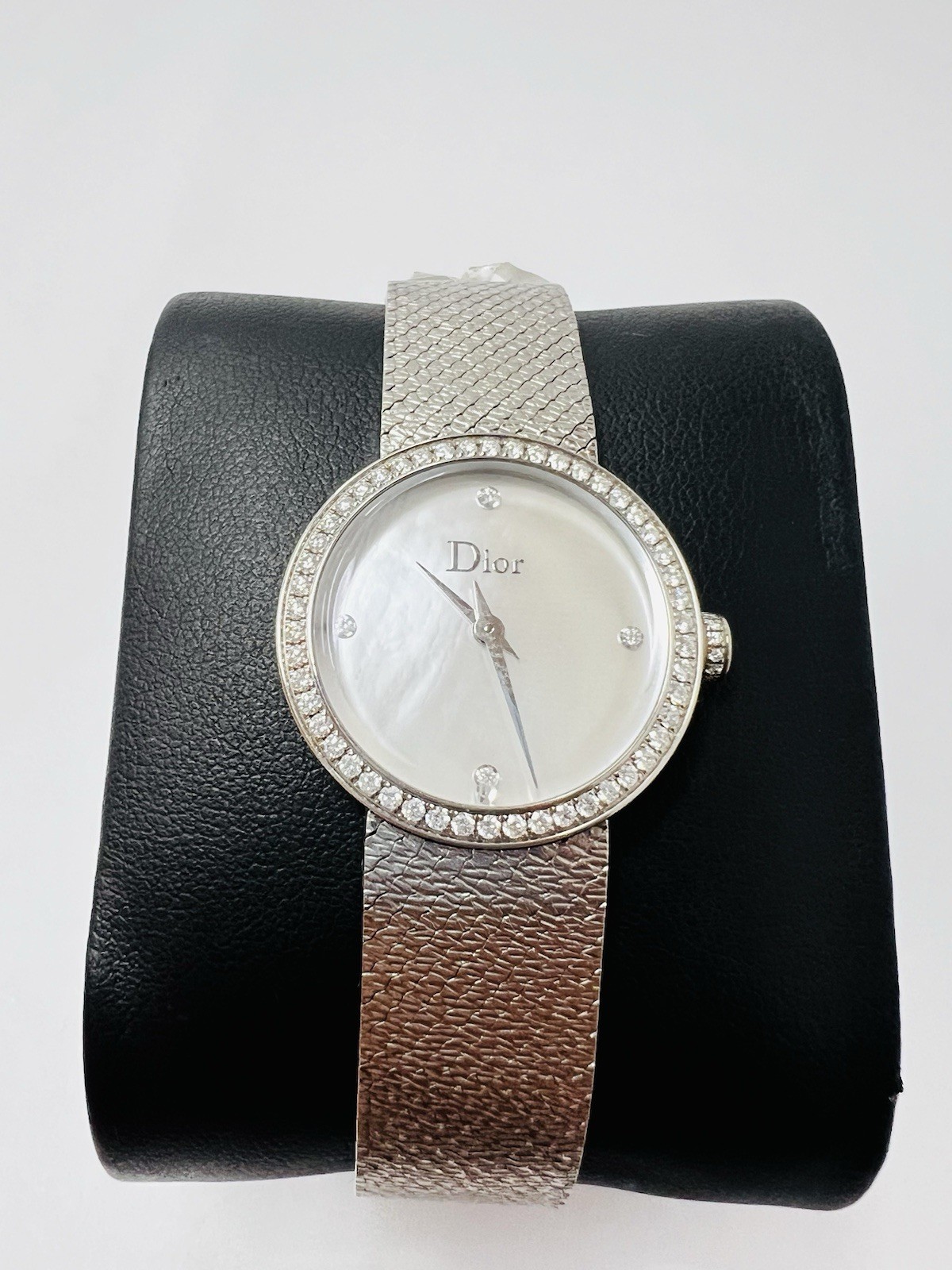 Dior Women’s Mother of Pearl Dial Diamond Markers Quartz Silver Wristwatch