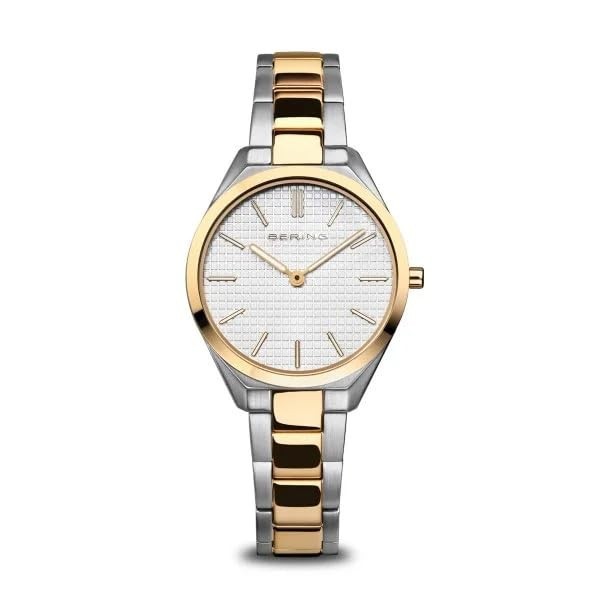 Bering 17231-704 Unisex Women’s Ultra Slim Silver/Gold Link Sapphire Crystal