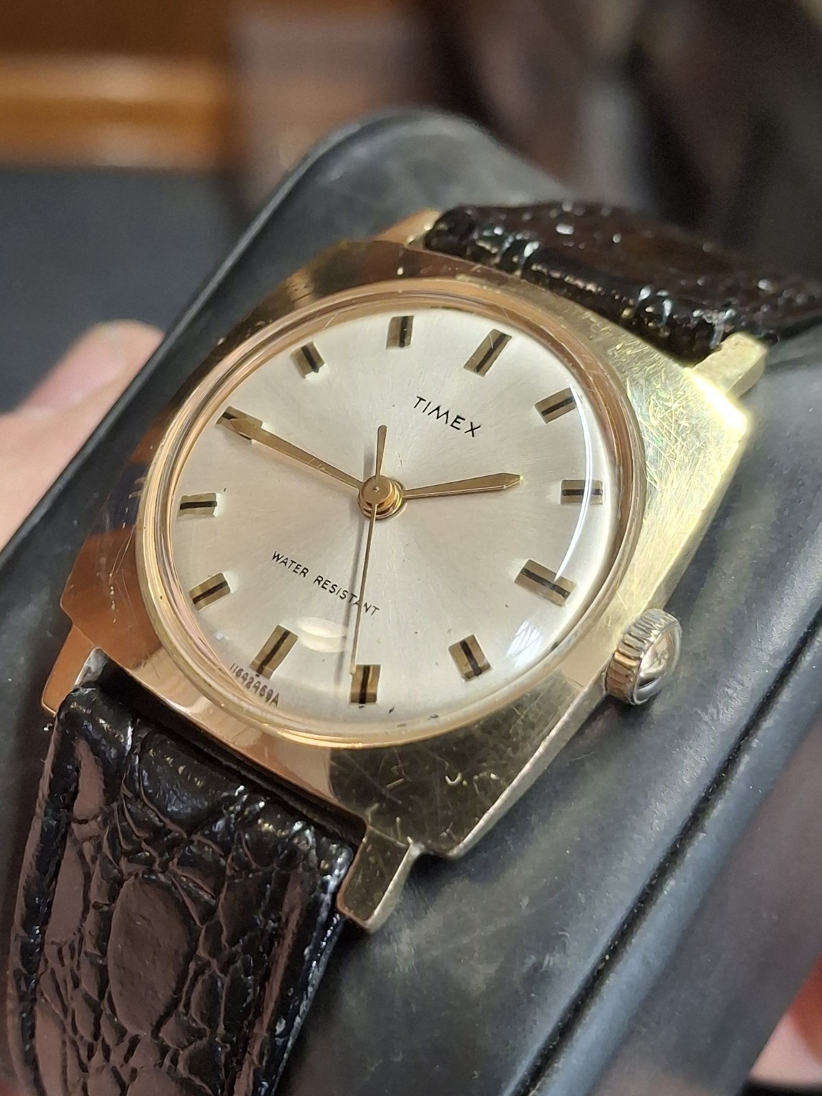Timex Sprite 1969 Gold Tone Square Case Mens Vintage 1960s Mechanical…