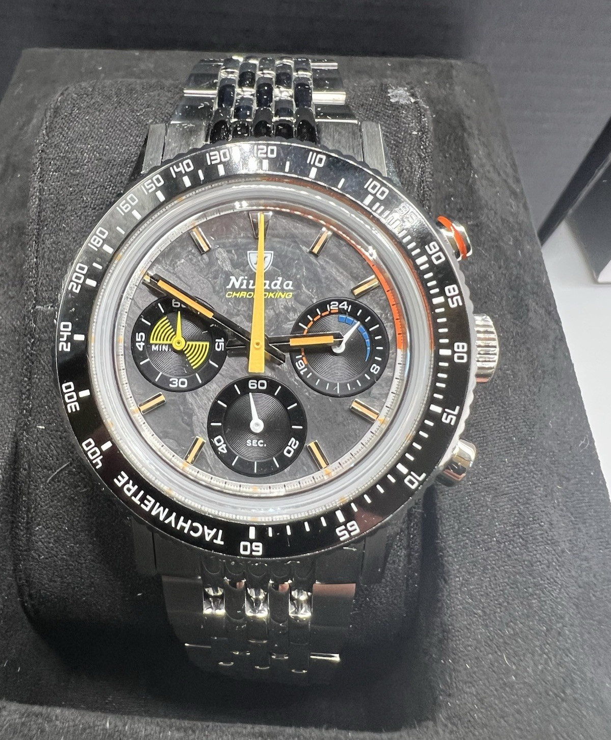 Nivada Grenchen Chronoking Mechaquaurtz Racing Watch NEVER WORN