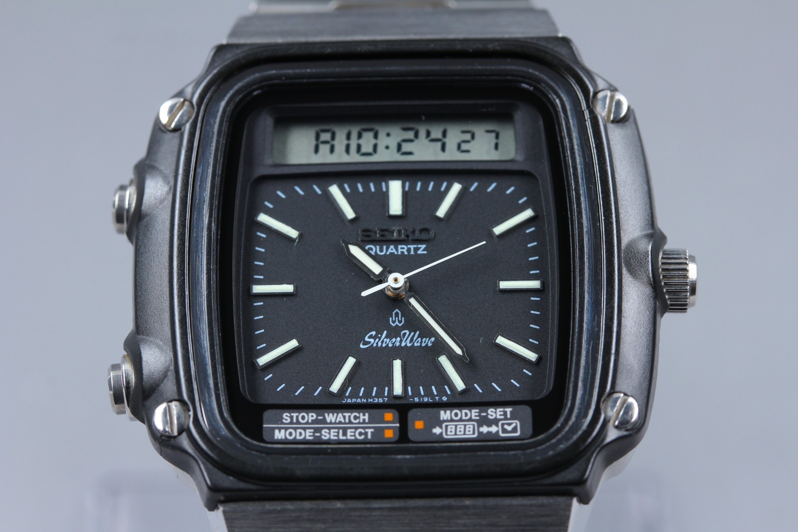 [N MINT] Seiko SilverWave H357-5110 Silver Ana-Digi Qz James Bond Men’s Watch