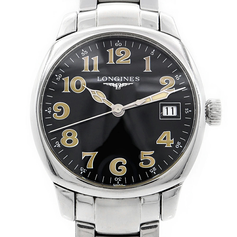 LONGINES L2.198.4 Quartz Watch Black Dial Stainless 31mm Wrist 15.5cm/6.1in