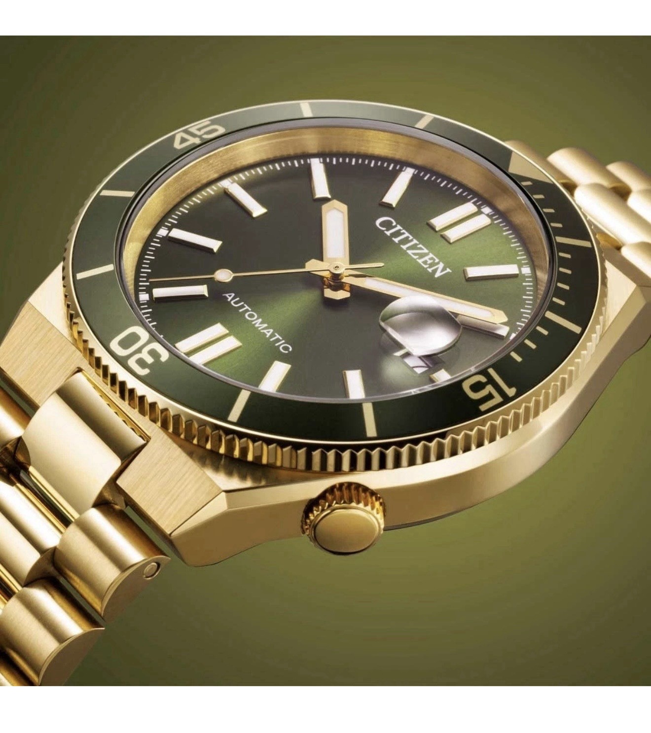 NWT Citizen Tsuyosa Shore Automatic | Green Dial & Gold-Tone | NJ0232-53X