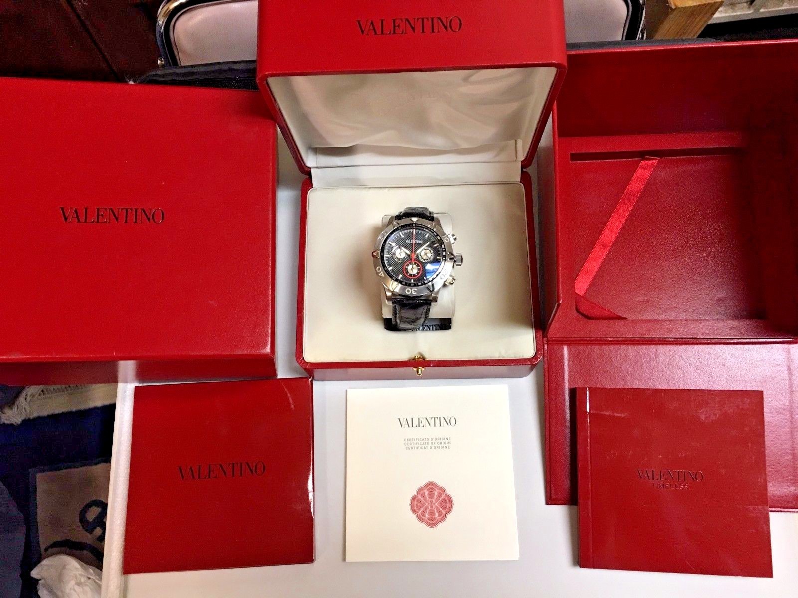 NEW!! Men’s Valentino with Crocodile Leather Band with Box, Papers and Tags