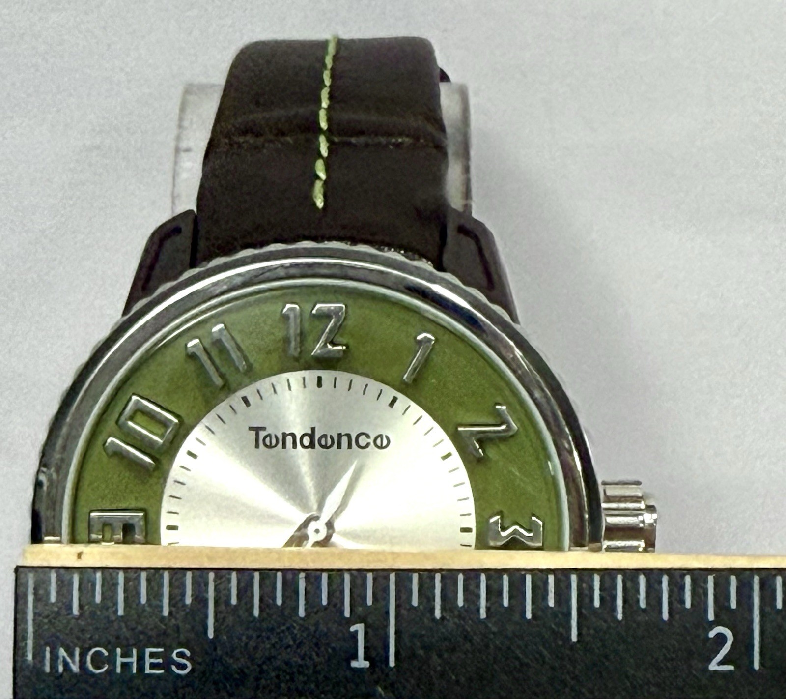 41mm Medium GULLiVER | 3D Silvertone Hours | Green Outer Rim | TENDENCE e3 Watch