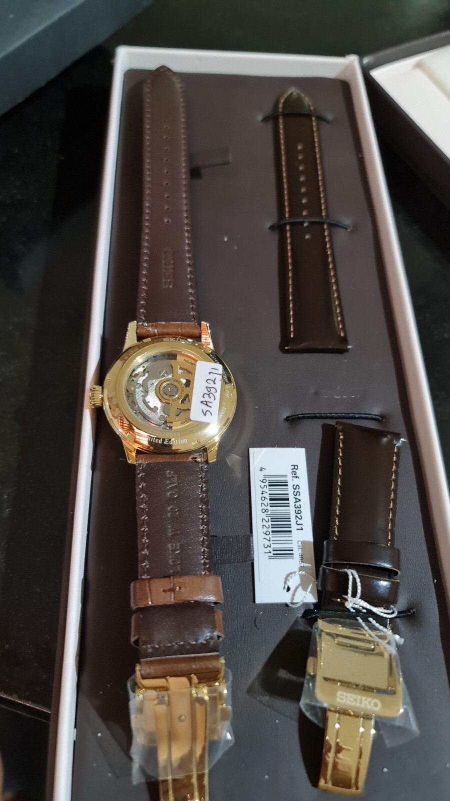 SEIKO PRESAGE SSA392J1 Automatic Limited Watch Cocktail Brown Leather 4R57 Gold