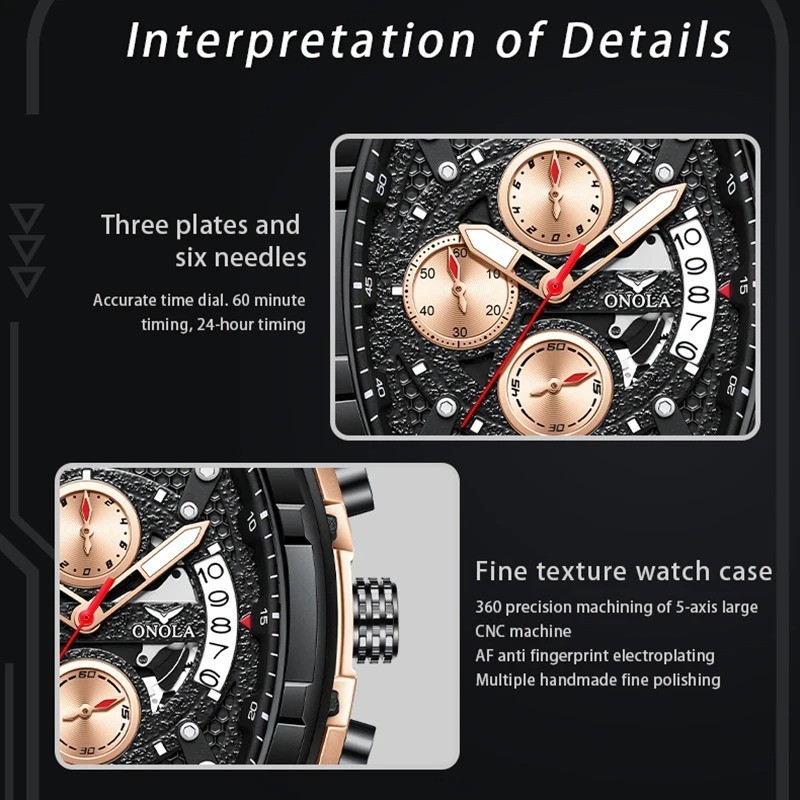 22.5mm Luxury Multifunctional Waterproof Numberless Quartz Silicone Men’s Watch