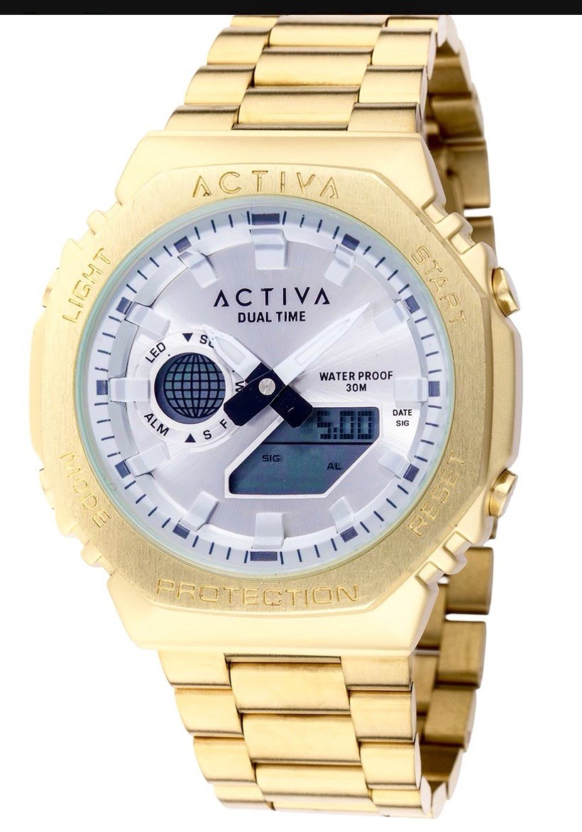 Activa by Invicta Dual Time Quartz Gold tone Stainless Steel