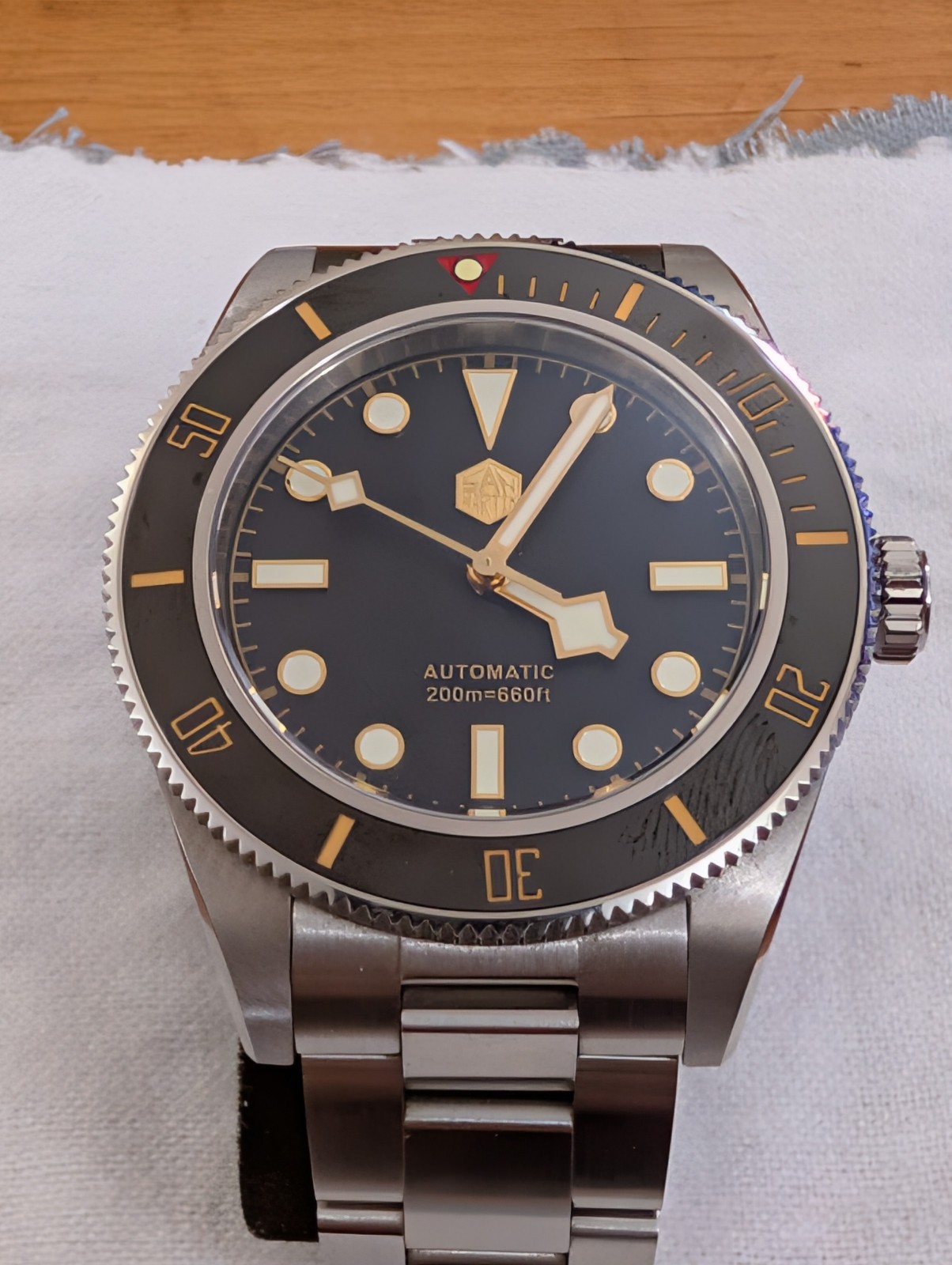 San Martin SN008 Automatic Diver Watch Black Gilt NH35 BB58 Homage Full Kit