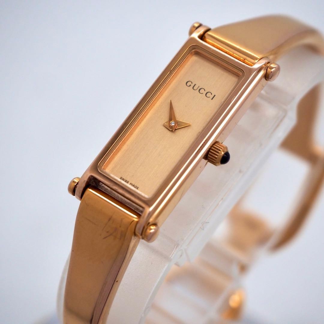 GUCCI 1500L Pink Gold Bangle Watch Working