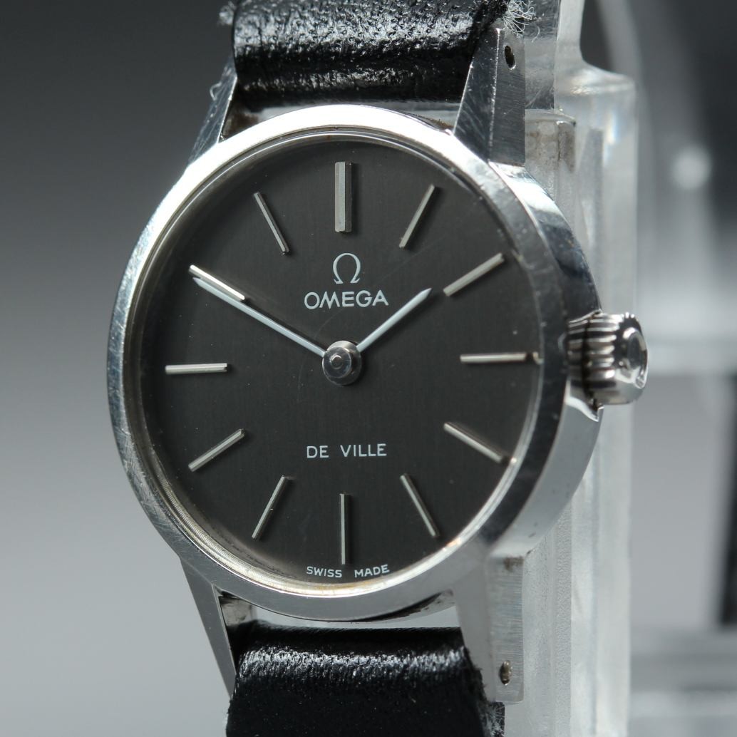 Vintage 70’s OMEGA DeVille Cal.625 Black D Hand Manual 20mm Ladies Watch N MINT