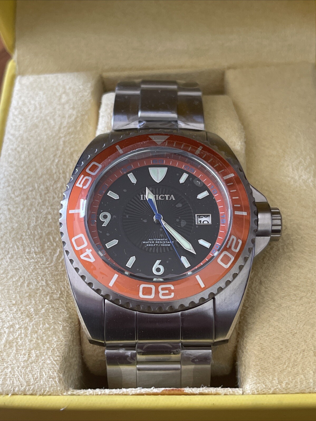 Invicta Pro Diver Watch Model 6056 Orange Bezel 21 Jewels Mens New