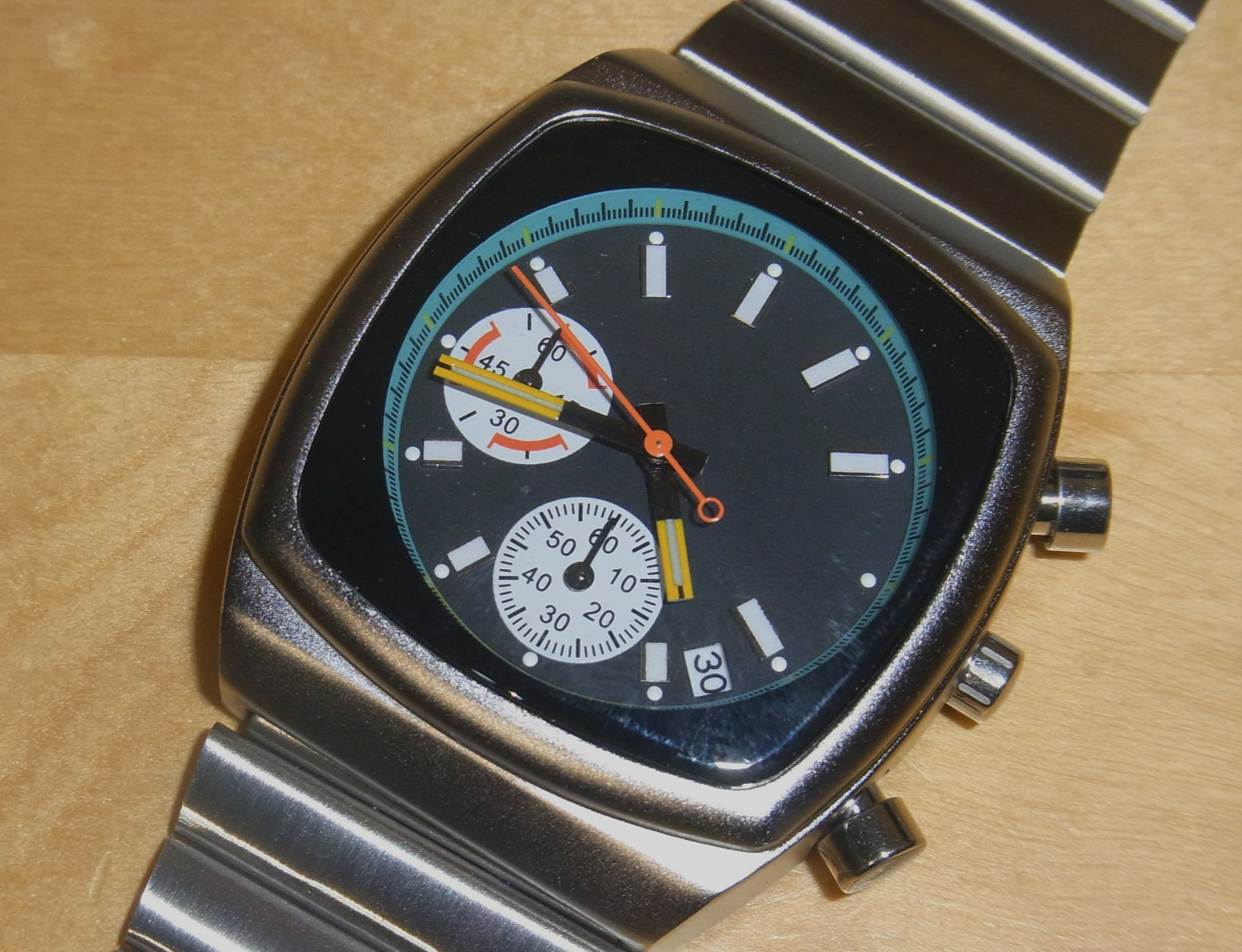 Men’s Classic Retro Industrial Brew Style Black Chronograph Dial Watch NEW