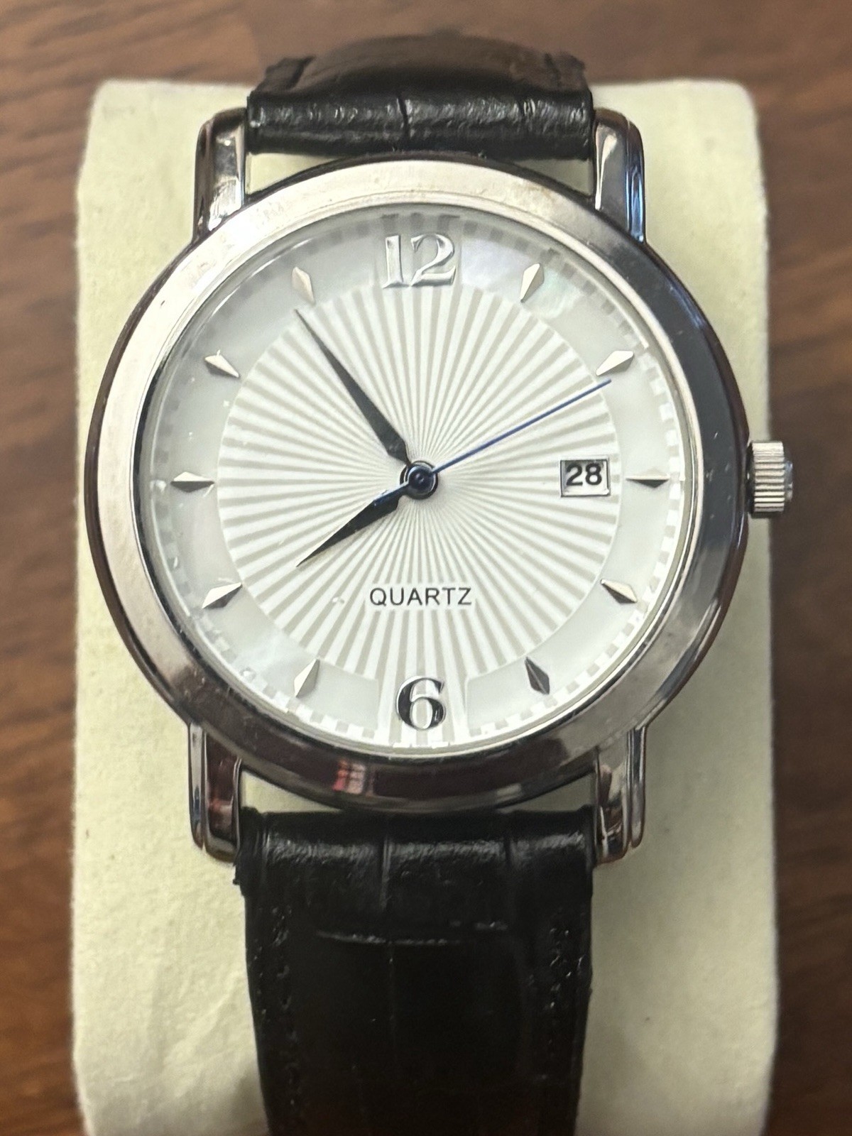 Avon Men’s Elegant Watch Black Leather Band – Works- New Battery Installed