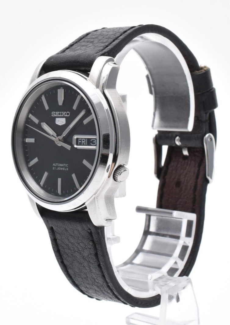 Vintage Seiko 5 7S26-03S0 Automatic Mens Watch Day Date Black Dial [Near MINT]