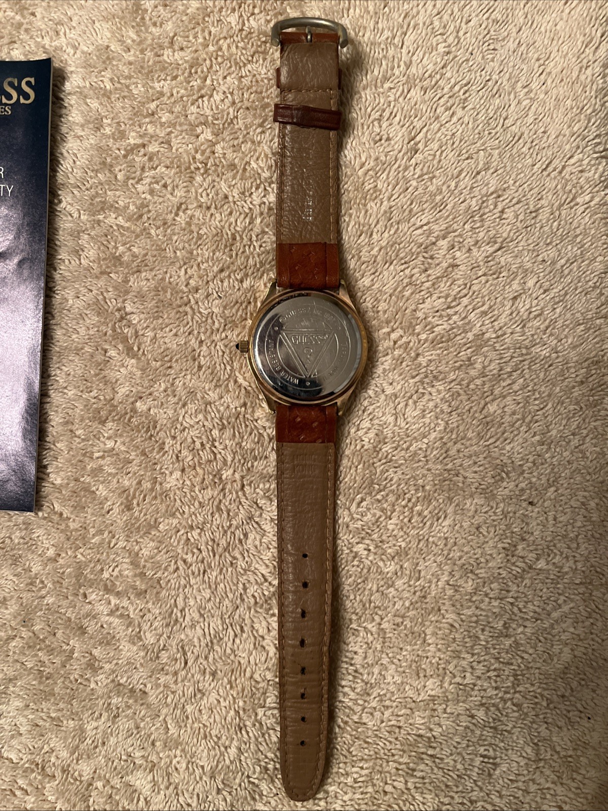 Guess Indiglo Night Light Brown Leather Quartz Water Resistant Watch 1991 Japan