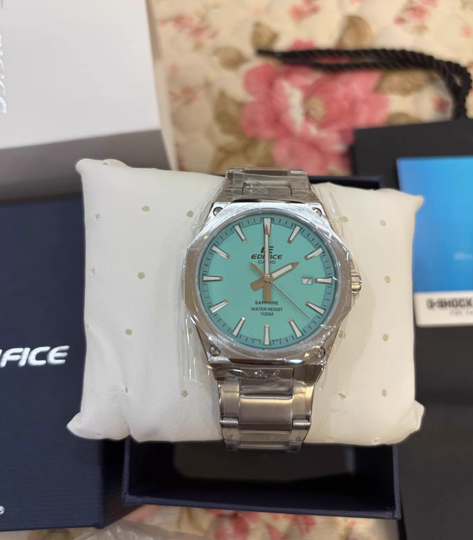 New Casio Edifice EFR-S108D-2BV Men Wrist Watch Sapphire Crystal Stainless Steel