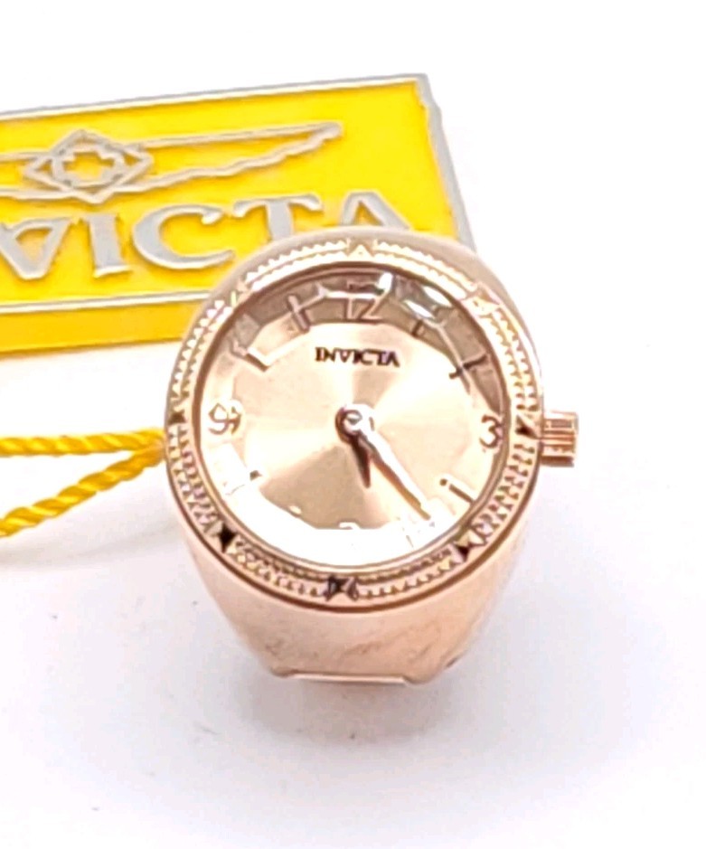 Invicta Rose Gold Women’s Ring Watch Mini Angel Musearc Stretch Band