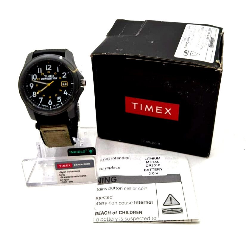 Timex T42571 Expedition Camper Black/Tan Nylon Strap Watch Men