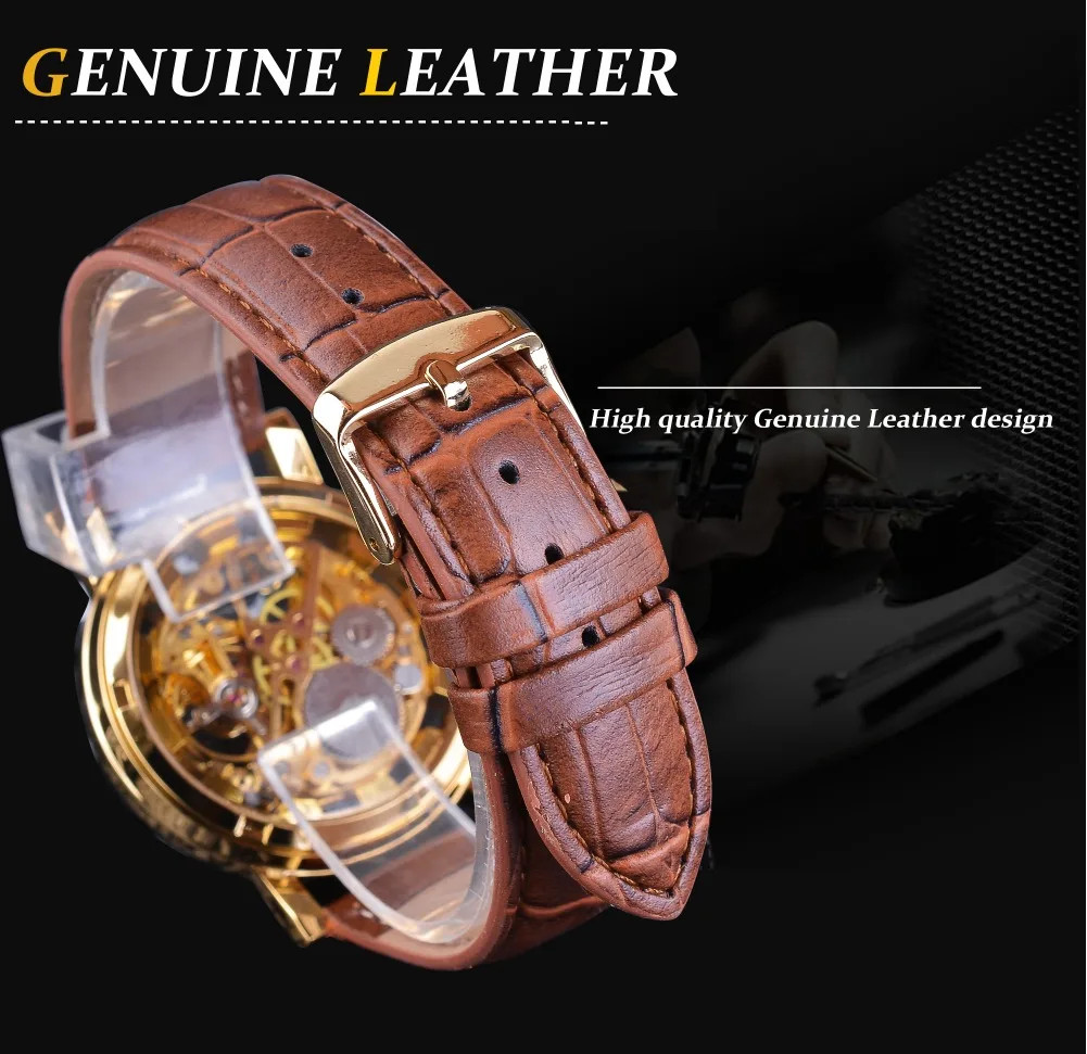 WINNER Mechanical Luxury Leather Elegant Skeleton Automatic Men’s Watch