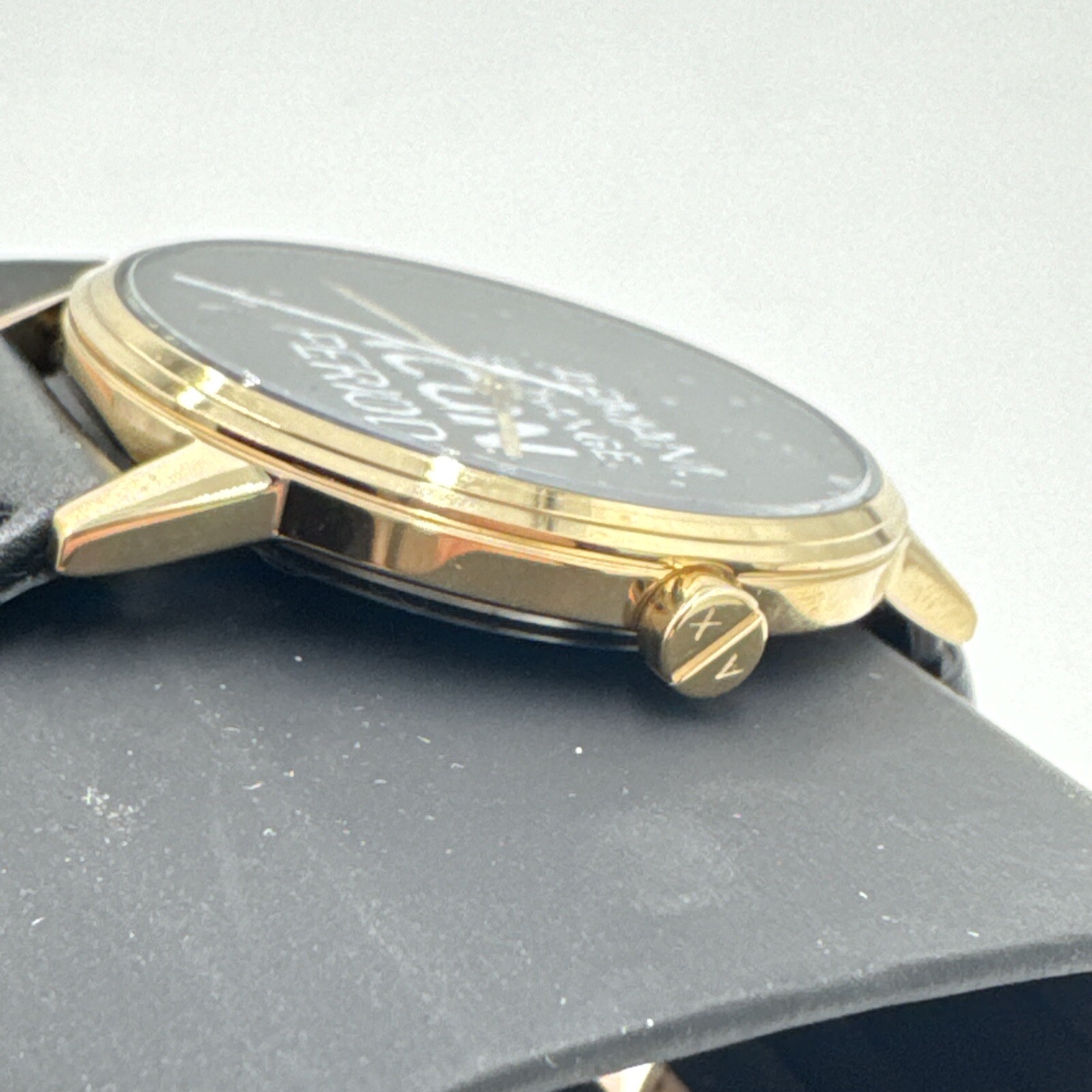 NEW AUTHENTIC ARMANI EXCHANGE CAYDE ICON GOLD BLACK LEATHER MEN’S AX2741 WATCH