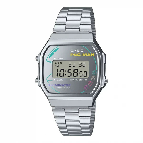 Casio PAC-MAN A168WEPC-7A Digital Stainless Steel Watch New from Japan