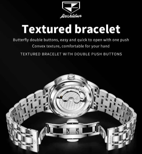 Automatic Mechanical Waterproof Watch Men’s Moon Phase Luxury Date Men Strap