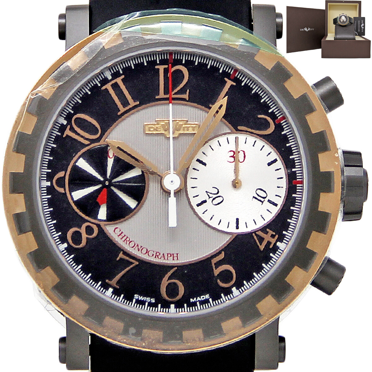 DeWitt Academia AC.6005.53A.M003 Titanium / Gold Rubber B/P/Factory Warranty#DW1