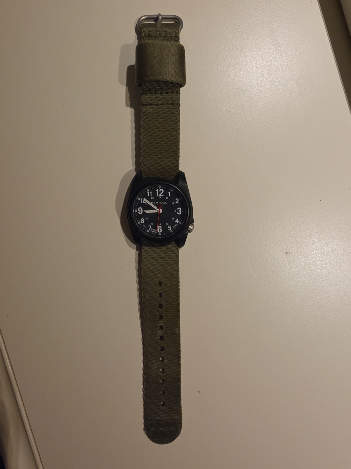 Bertucci A-2R Men’s Quartz Military Watch 40mm Black Dial Green Nylon 50m