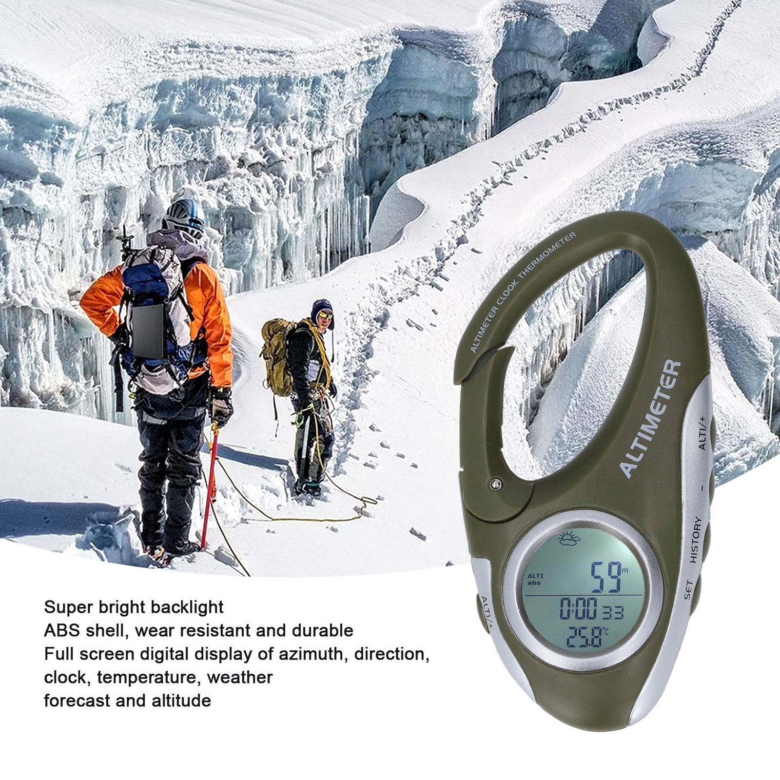 DIGITAL Altimeter Barometer ABS Housing Backlight Altitude Barometer Sports